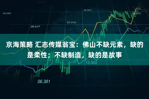 京海策略 汇志传媒翁宝:佛山不缺元素,缺的是柔性;不缺制造,缺的是故事